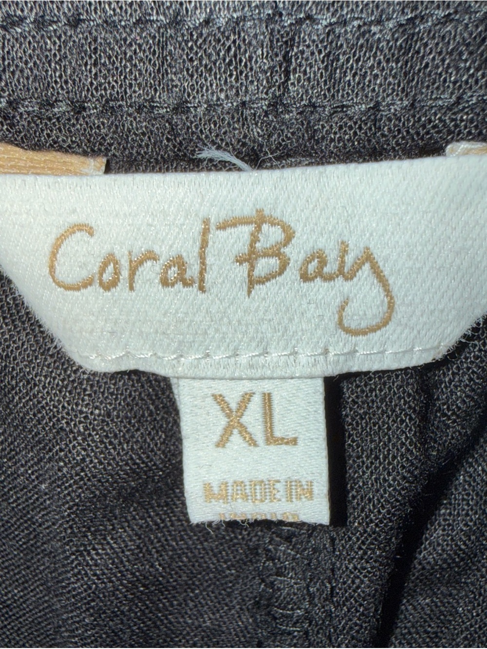 Coral Bay Pants Womens XL Black Linen Blend Drawstring Straight Leg Lightweight - Picture 3 of 5